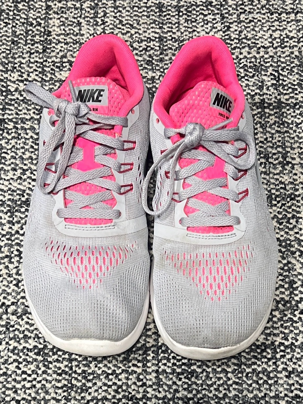 Nike Kids Light Gray and Hot Pink Mesh Sneakers